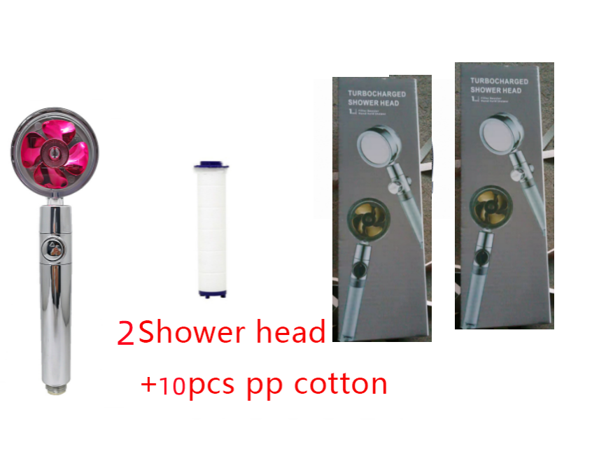 Shower Head Water Saving Flow 360 Degrees Rotating With Small Fan ABS Rain High Pressure Spray Nozzle Bathroom Accessories