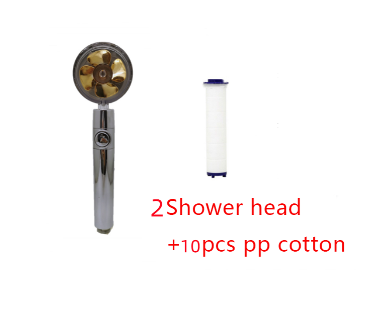 Shower Head Water Saving Flow 360 Degrees Rotating With Small Fan ABS Rain High Pressure Spray Nozzle Bathroom Accessories