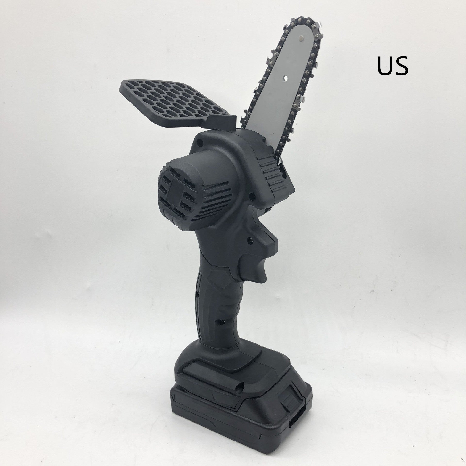 Hand-Held Electric Pruning Saw - Rear View Handle and Battery Grip