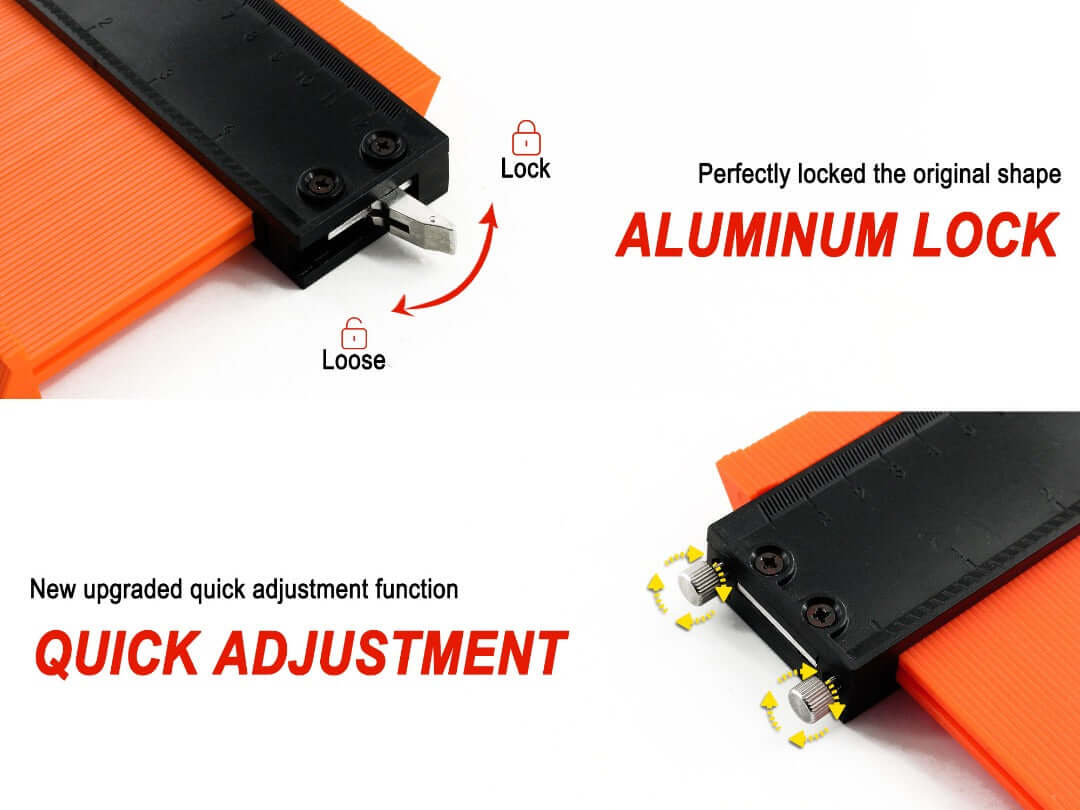 Khorasan 5 Inch Contour Gauge 2-Pack - Close Up Quick Adjustment Lock Mechanism