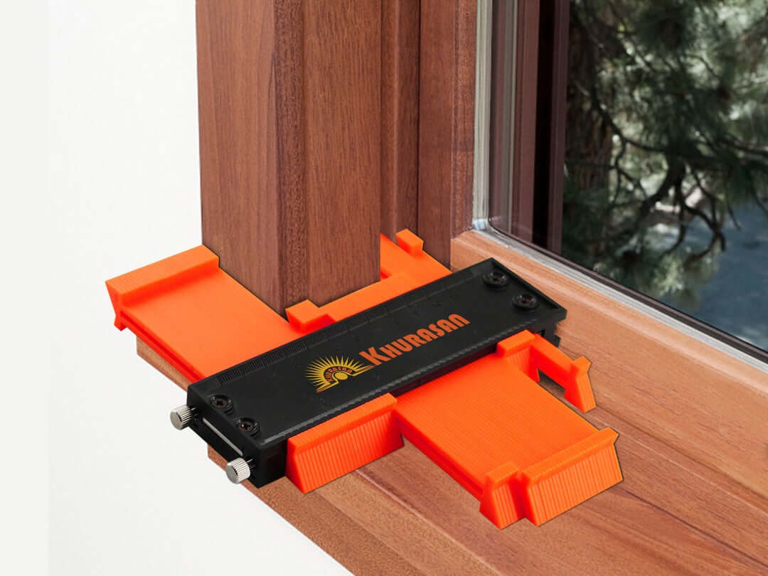 Khorasan 5 Inch Contour Gauge 2-Pack - In Use Copying Wood Trim Profile