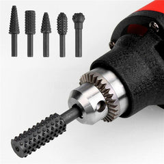 Khorasan Rotary Rasp File Set for Wood Carving Drill Bits - 45 Steel Elliptic Conical Grinding Head with Drill