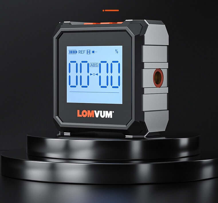 Longyun Laser Infrared Tape Measure - Angle View Blue LED Digital Display