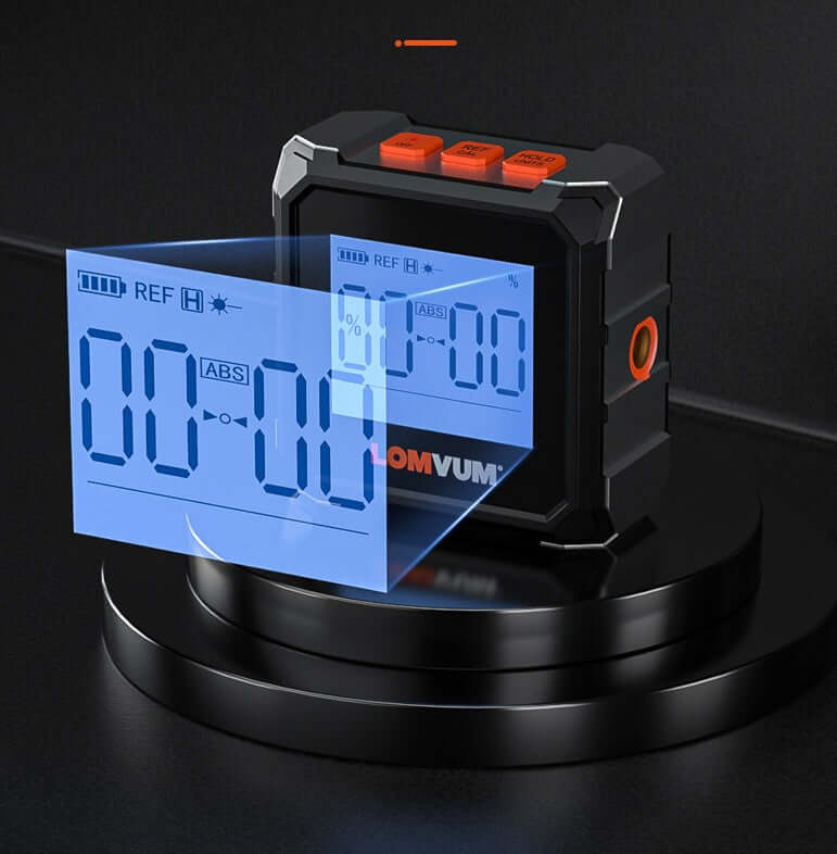 Longyun Laser Infrared Tape Measure - Blue Digital Display Front View