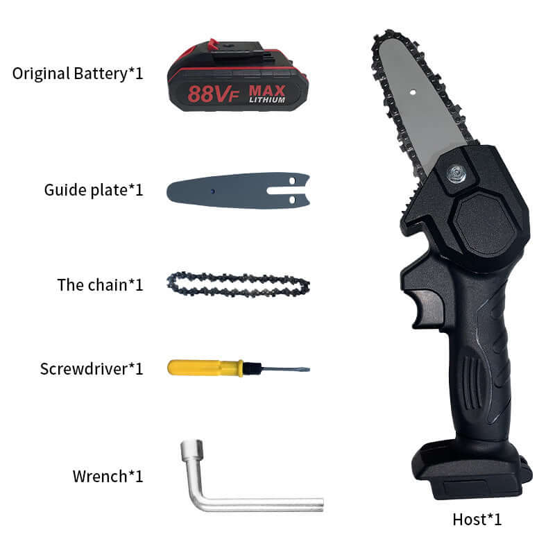 Mini Cordless Chainsaw - Full Set Black with Accessories