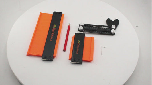 Contour Gauge Tool Set 10" & 5" w/ Lock | Profile Gauge Duplicator for Woodworking, Tiling, Flooring | w/ Angle Finder Ruler, Pencil & Feeler Gauge for Precise Transfers