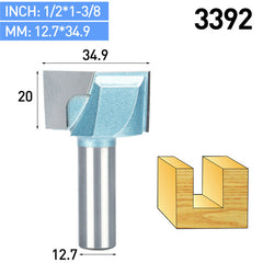 Straight Router Bit Flat Bottom - Size 3392 Dimensions Diagram with Cutting Edges
