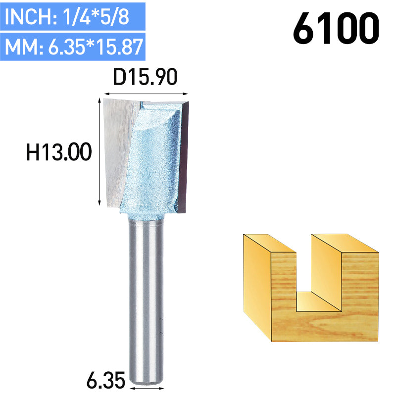 Straight Router Bit Flat Bottom - Size 6100 12.7mm Cutting Diameter