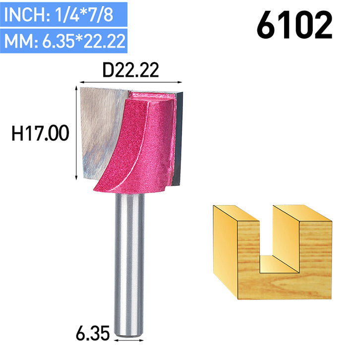 Straight Router Bit Flat Bottom - Size 6102 with Coating 6.35mm Shank