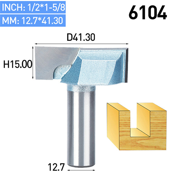 Straight Router Bit Flat Bottom - Size 6104 2 Slot Side Cutting