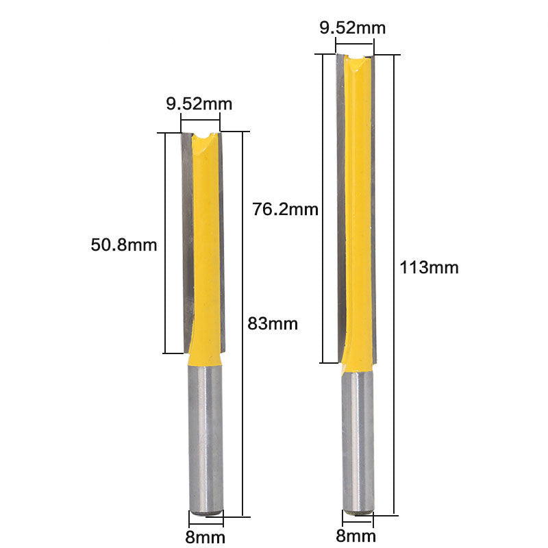 Straight Router Bit - Size Comparison Chart 8x3/8x50 Extended Straight Knife