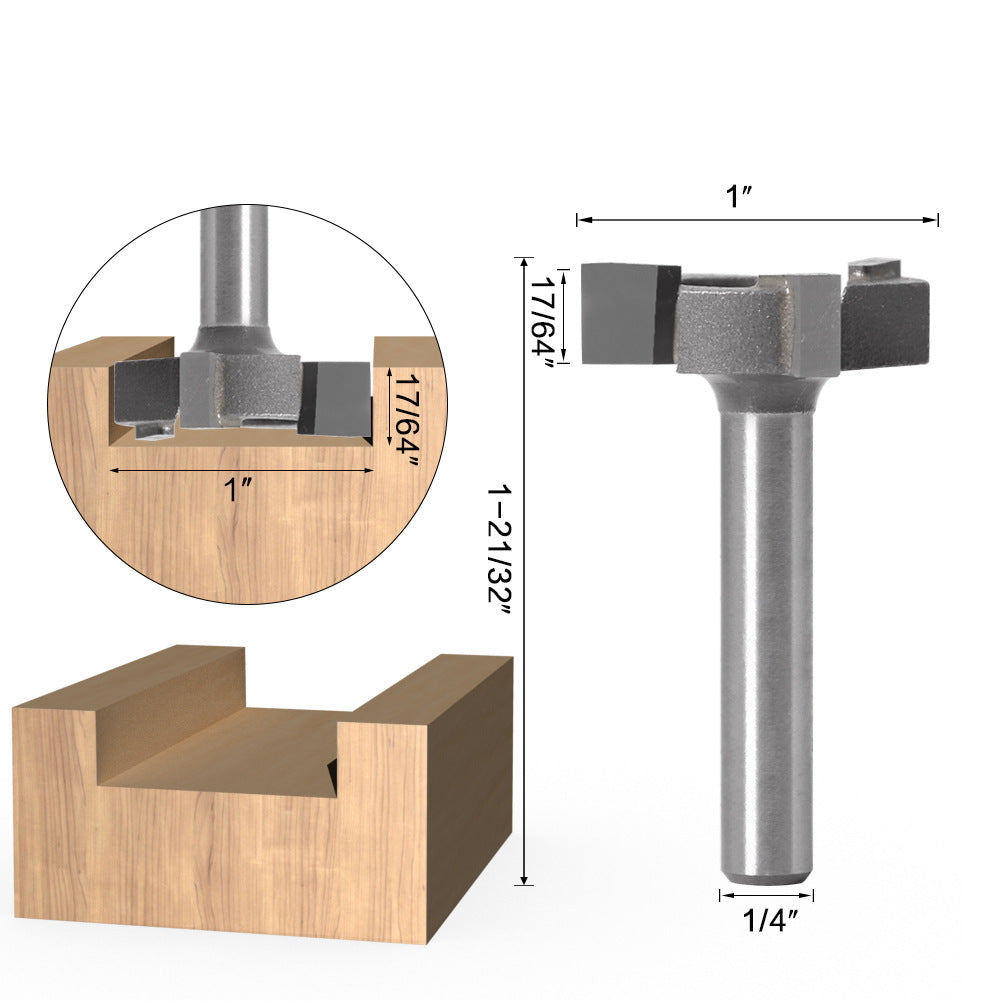T-Slot Router Bit - Size Variants Top View for T-Track Grooves