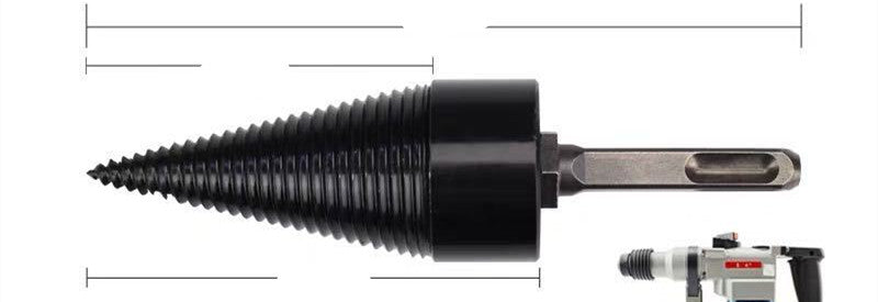 Wood Splitter Drill Bit - 32mm Square Shank Side View 360 Degree Edge
