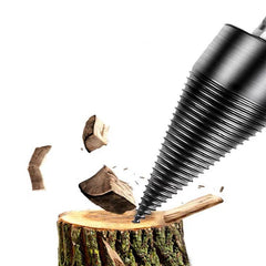 Wood Splitter Drill Bit - In Use Cutting and Splitting Firewood Log